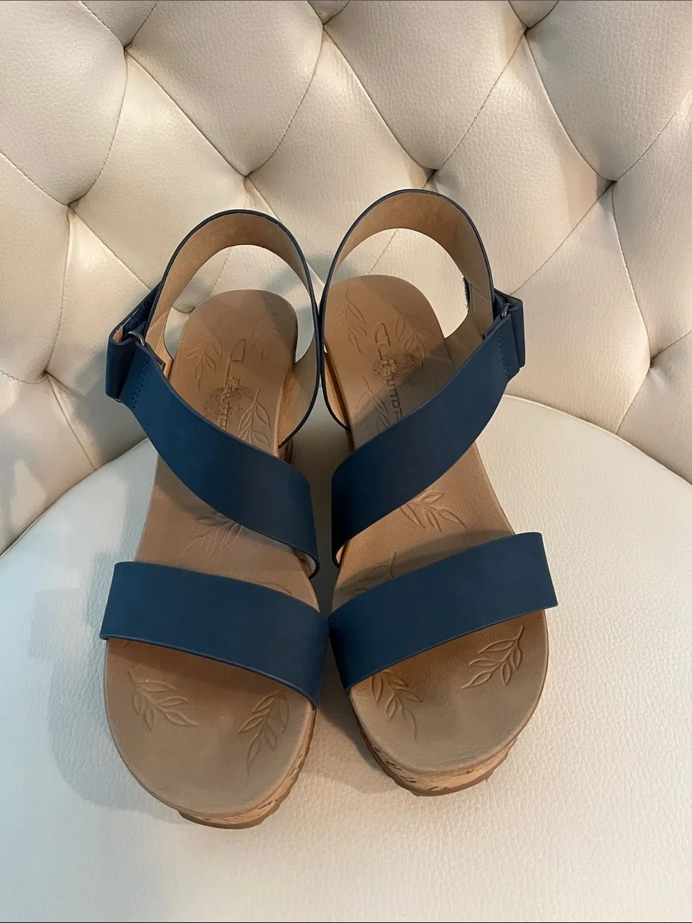 CL by Laundry Navy Cork Wedge Sandals